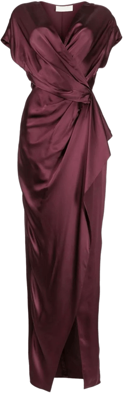wrap drape-detail gown