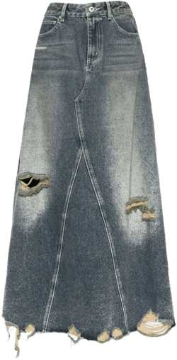 distressed denim skirt