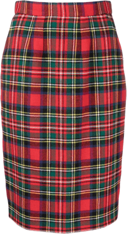 tartan-check pencil skirt