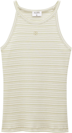monogram-embroidered striped organic cotton tank top