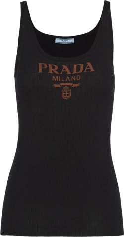 logo-print silk tank top