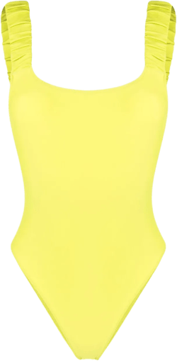 logo-print ruched swimsuit