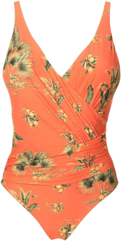 floral-print V-neck swimsuit