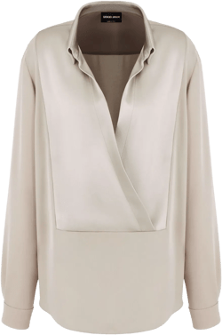 draped silk long-sleeve blouse