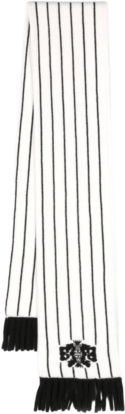 stripe-print crest-detail scarf