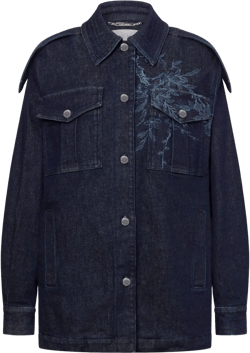 floral-print denim jacket
