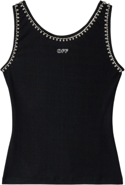 pearl-embellished ribbed tank top
