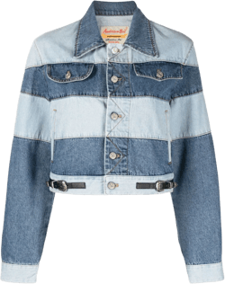 Mahina patchwork-striped denim jacket