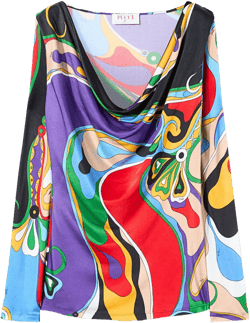 cowl-neck abstract print blouse