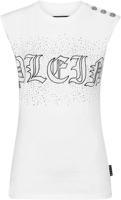 crystal-embellished cotton tank top