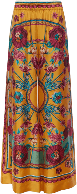 graphic-print silk palazzo pants
