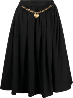 heart-charm ruched midi skirt