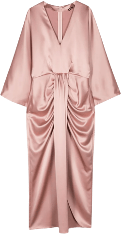 V-neck satin-finish dress