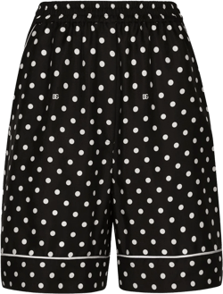 polka-dot silk twill shorts