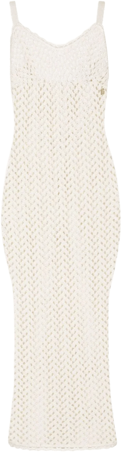 crochet-knit midi dress