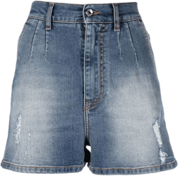 distressed faded denim shorts