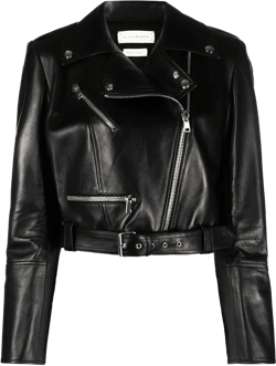 cropped leather biker jacket