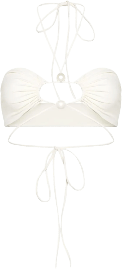 pearl-detail bandeau bikini top