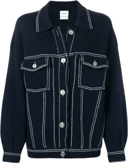 contrast-stitching denim-effect jacket