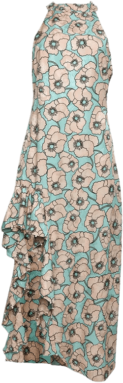 Gerbera floral-print dress
