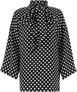 polka-dot pussy-bow blouse
