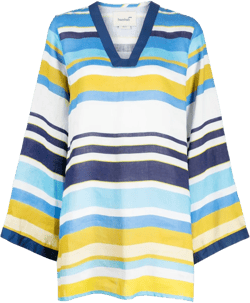 Rainbow V-neck linen tunic