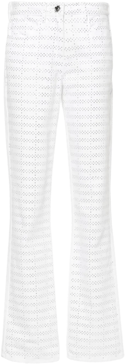 rhinestone-embellished straight-leg jeans