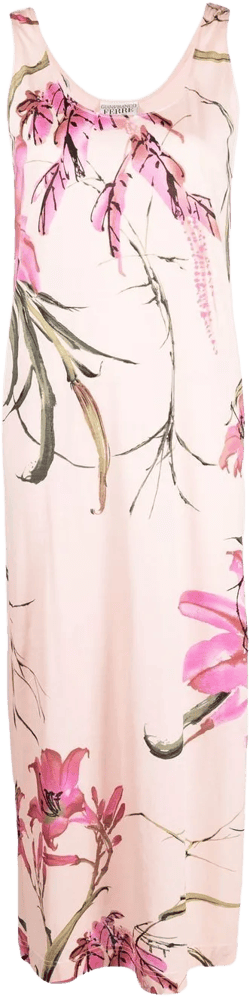 1990s floral silk dress