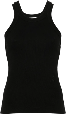 logo-embroidered ribbed tank top