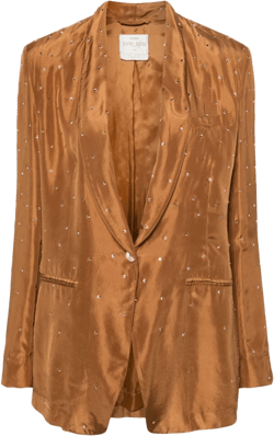 Crystal-embellished silk blazer