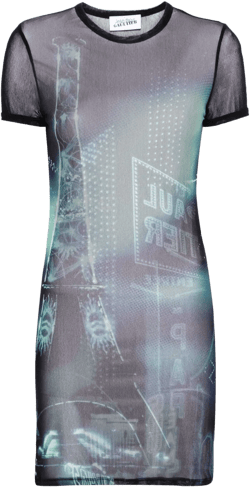 Pigalle-print mesh mini dress