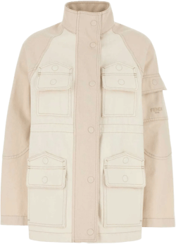Denim Parka Casual Jackets In Beige