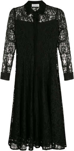 Branch lace-trim midi dress