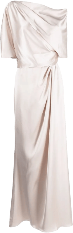 off-shoulder draped maxi dress