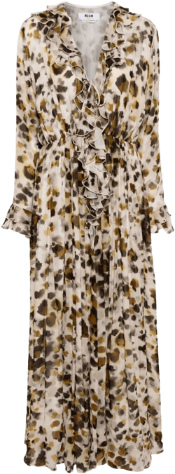 abstract-pattern print ruffle-detailing dress