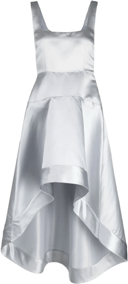 satin-finish high-low midi dress