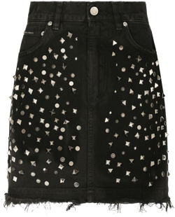 studded denim miniskirt