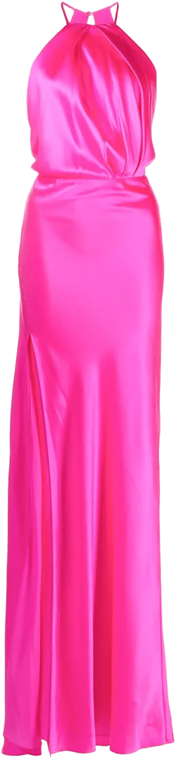 pleat-detail halterneck gown