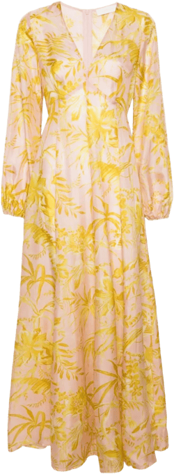 Golden floral-print maxi dress