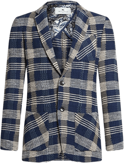 Check-pattern Knit Blazer In Blue