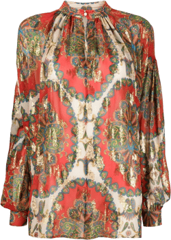 paisley-print silk blouse