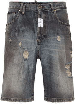distressed-effect denim shorts