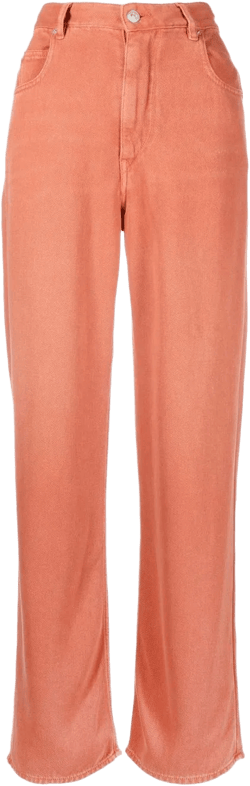 high-waisted straight-leg jeans