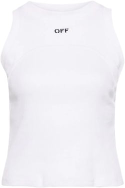 embroidered-logo ribbed tank top