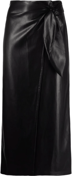 vegan-leather wrap skirt