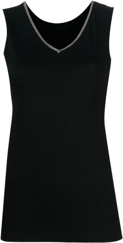 bead-embellished V-neck tank top