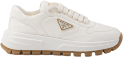 triangle-logo leather sneakers