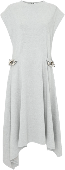 chained asymmetric-hem midi-dress