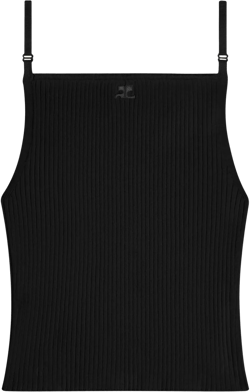 logo-embroidered ribbed tank top