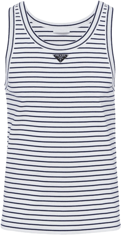 triangle-logo striped tank top